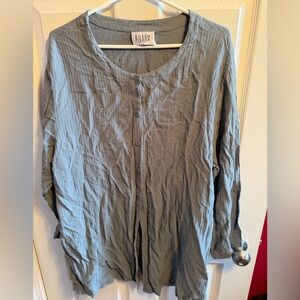 Eileen Fisher Textured  blue Gray Top Sz M